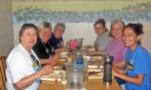 Here I am at the far right enjoying a meal with other Mercy Challenge participants.